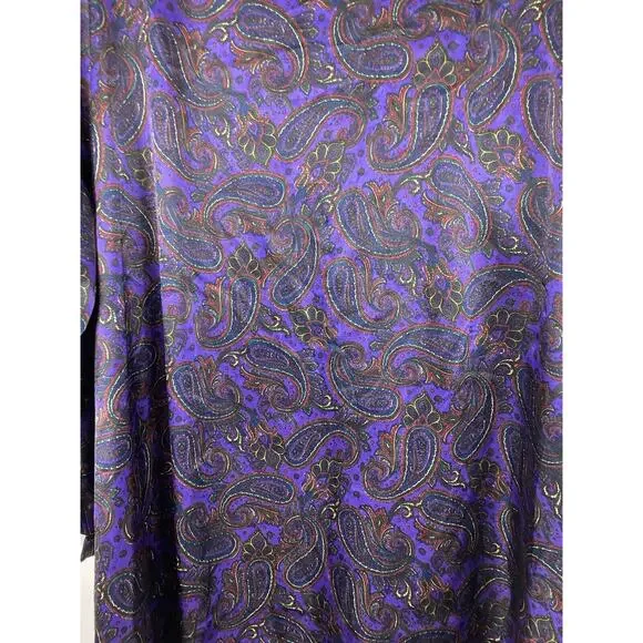 Vintage Lane Bryant Purple Paisley Print Long Sleeve Nightgown Button Plus 26/28 - Picture 10 of 12